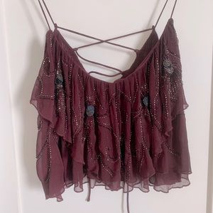 NWT free people burgundy beaded top